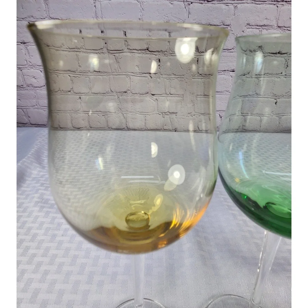 Lenox Gems Tulip Wine Glasses Set of 4 Multicolor Crystal Stemware 8.75